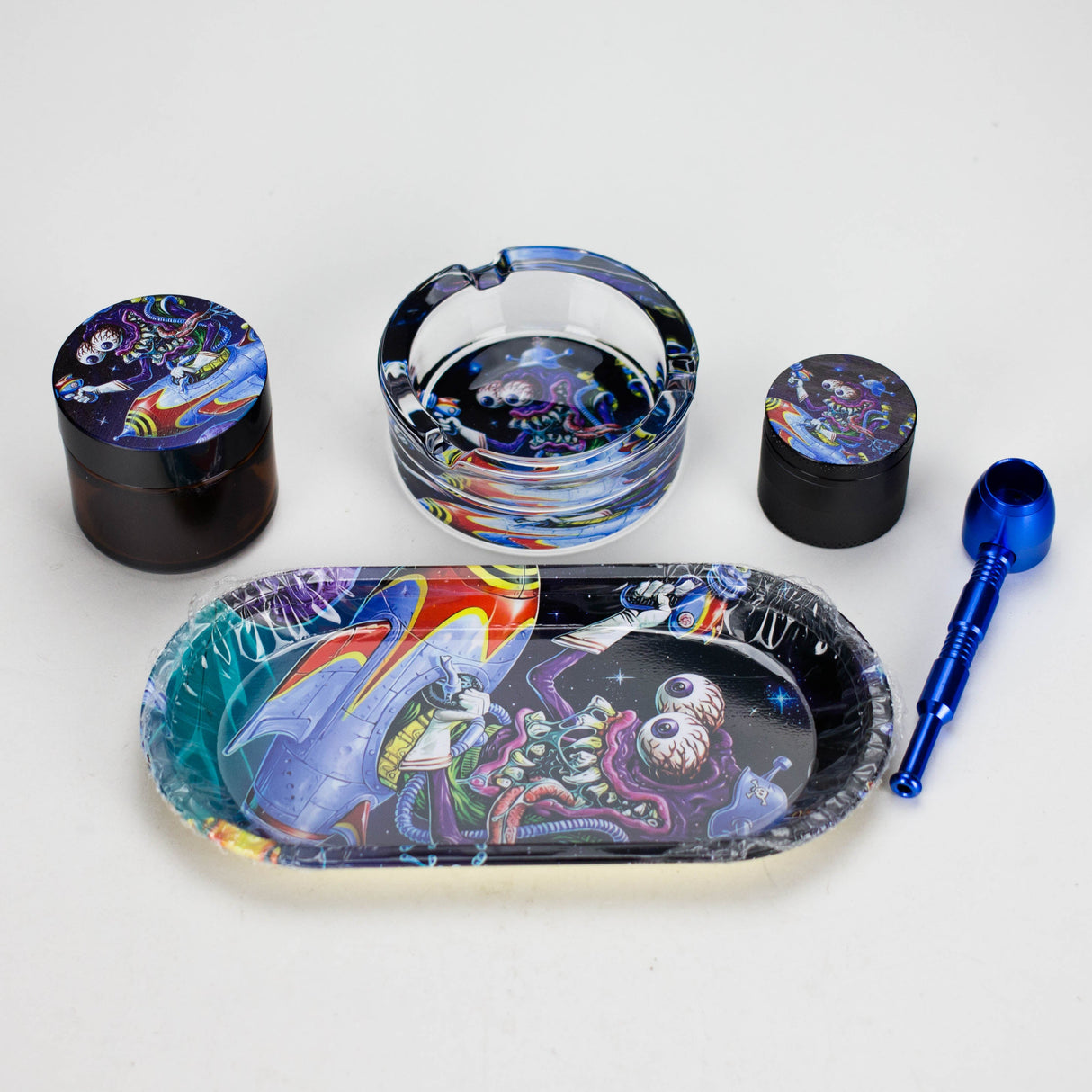 5-in-1 Metal Pipe Smoke Set – Cartoon Design Bundle 777 Smoke