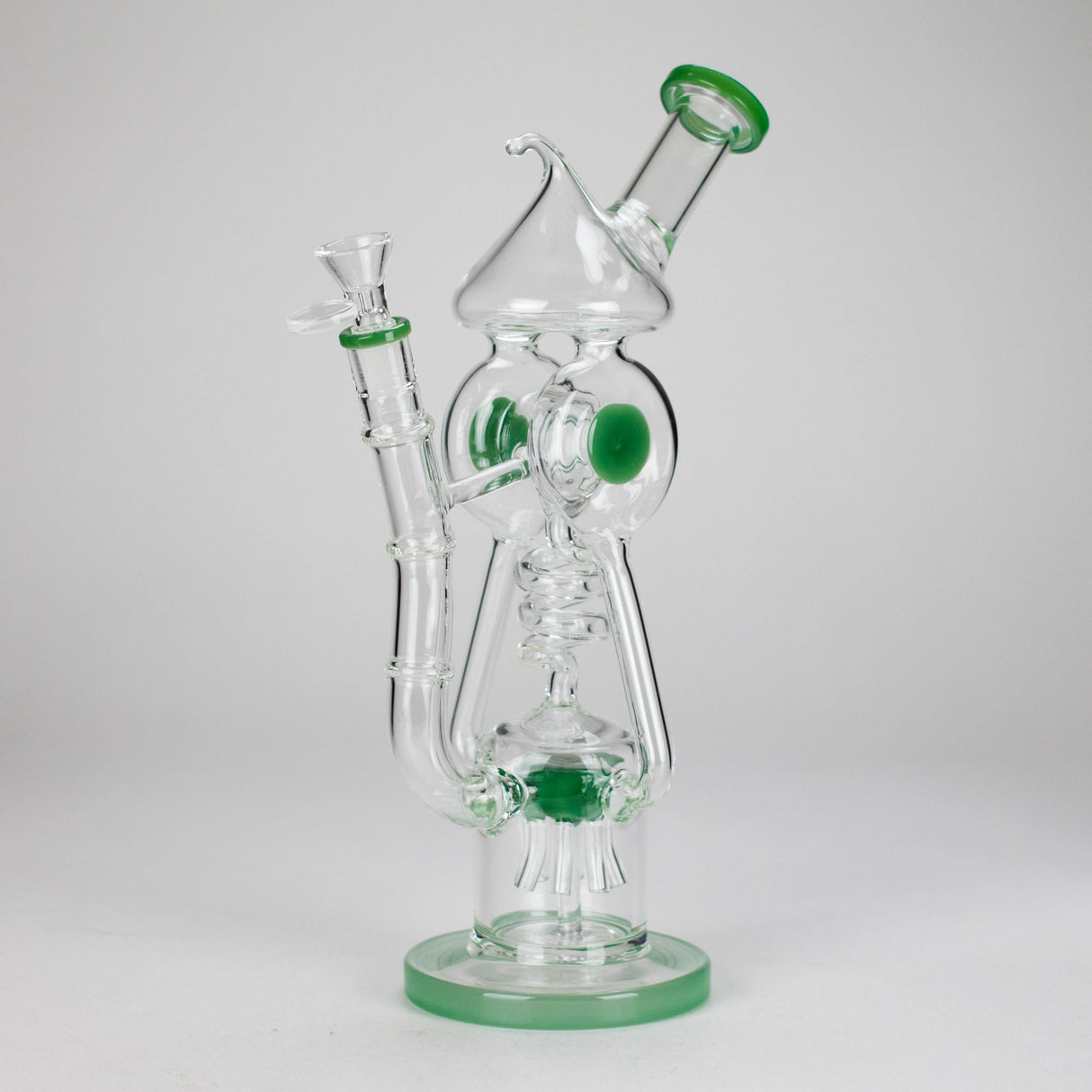 12″ Recycler Glass Bong – 5MM Thick Borosilicate with Coil Tube Design [C1575] Glass Bong Canadian Distributor Mint