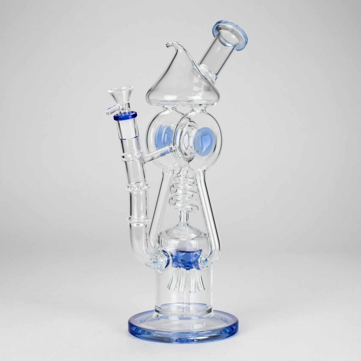 12″ Recycler Glass Bong – 5MM Thick Borosilicate with Coil Tube Design [C1575] Glass Bong Canadian Distributor Light Blue