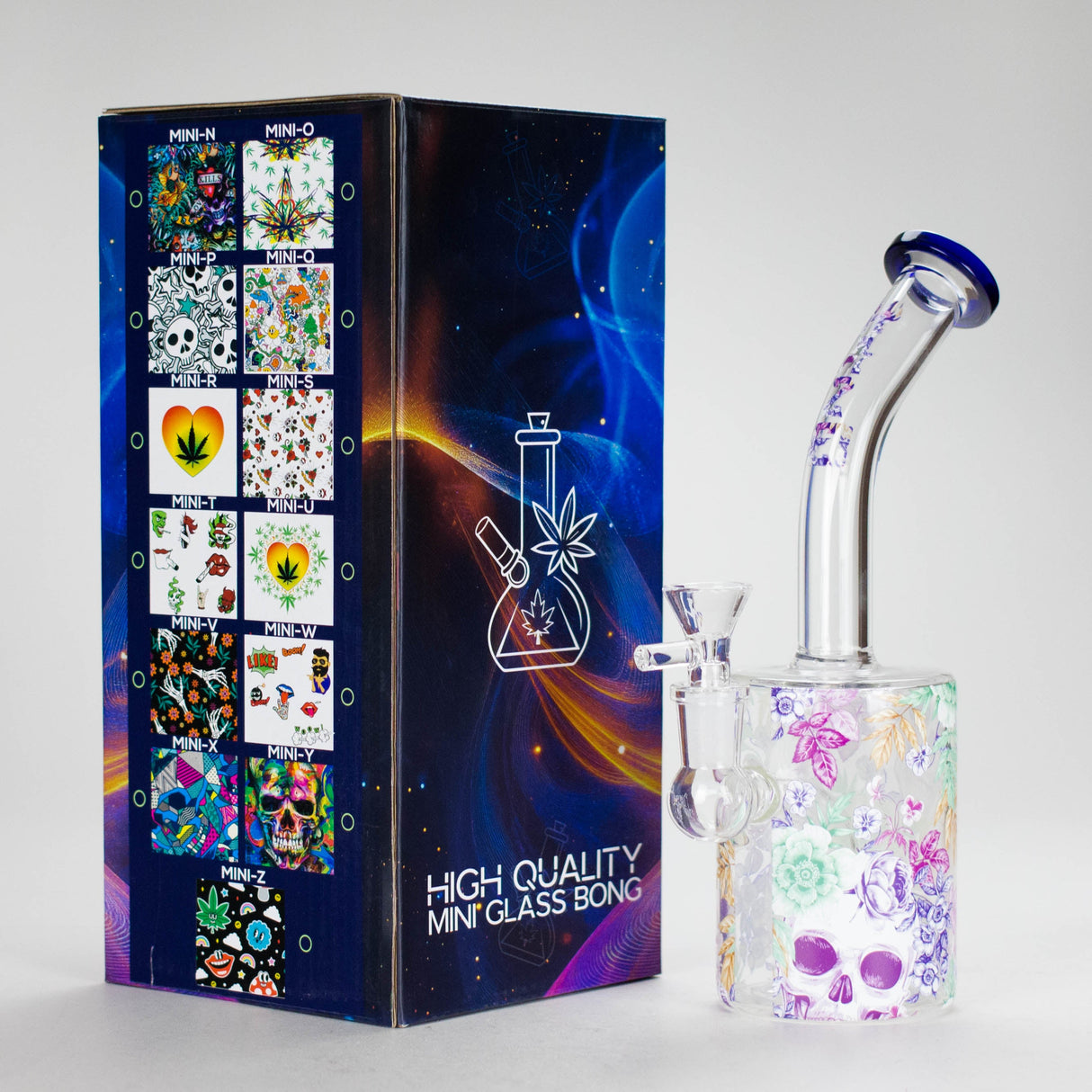 Haze | 9″ Skull Flower Glass Rig – Blue (Mini-M) Glass Bong Canadian Distributor