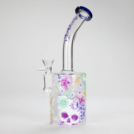 Haze | 9″ Skull Flower Glass Rig – Blue (Mini-M) Glass Bong Canadian Distributor
