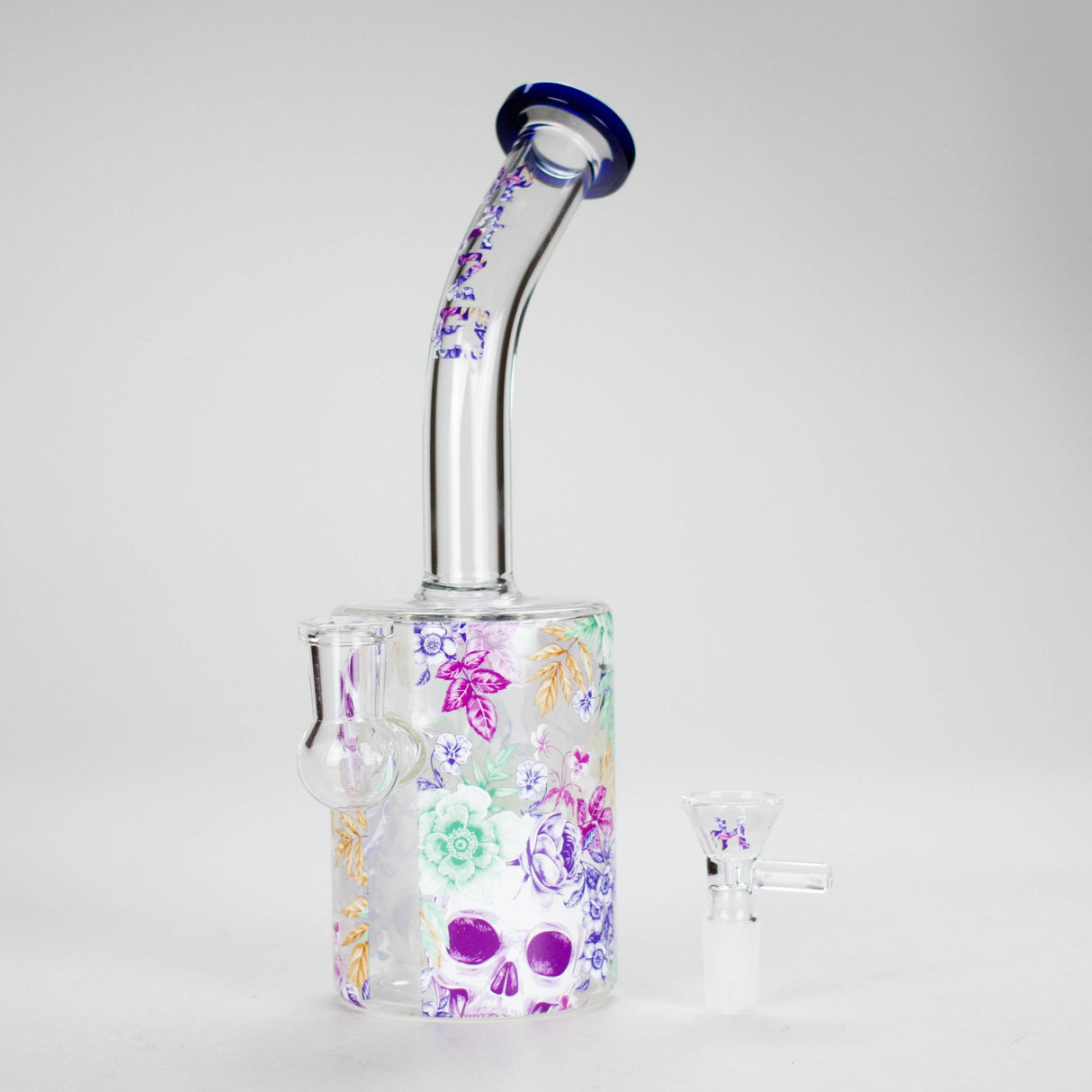 Haze | 9″ Skull Flower Glass Rig – Blue (Mini-M) Glass Bong Canadian Distributor