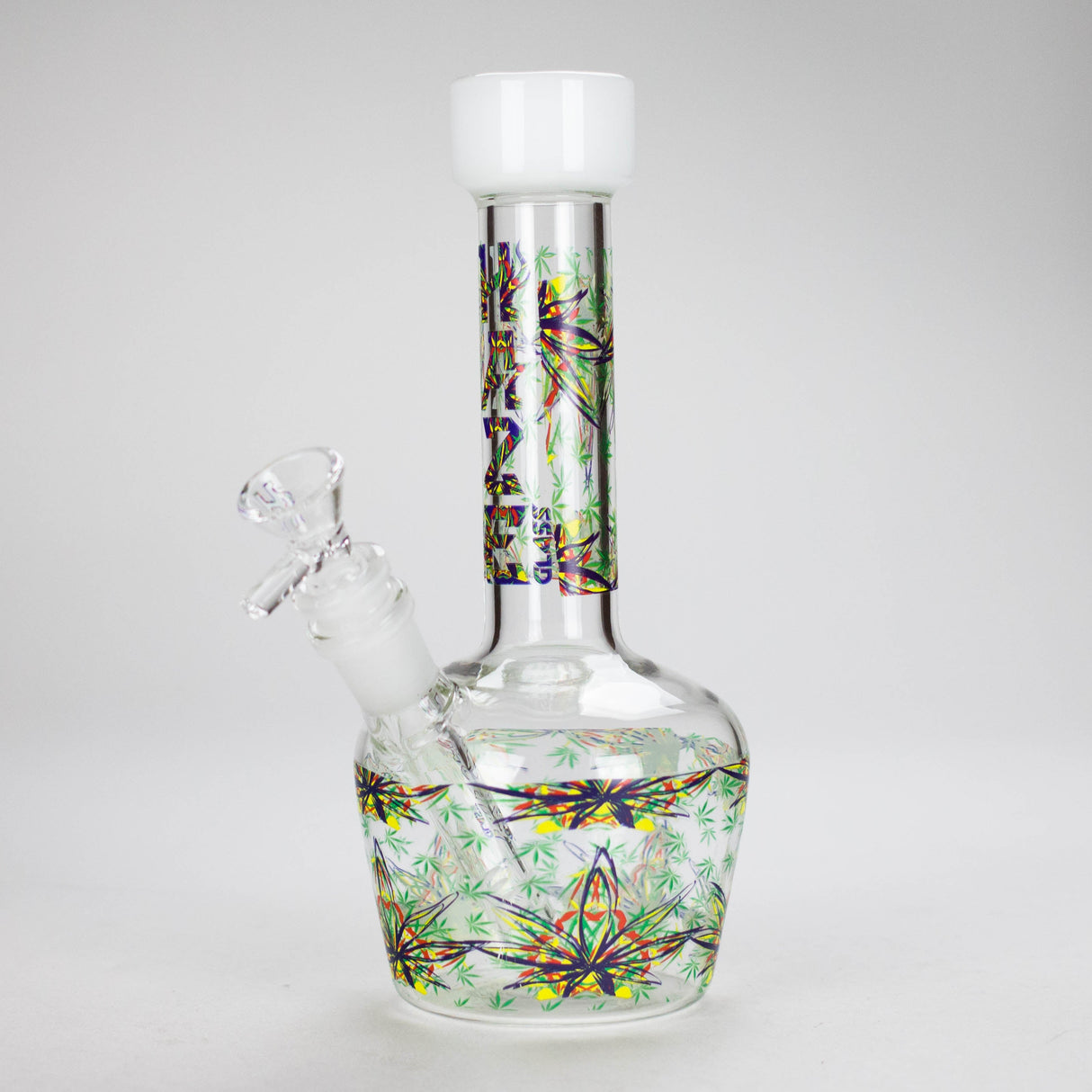 Haze | 9″ Leaves Dome Beaker Glass Bong – White (Mini-O) Glass Bong Canadian Distributor