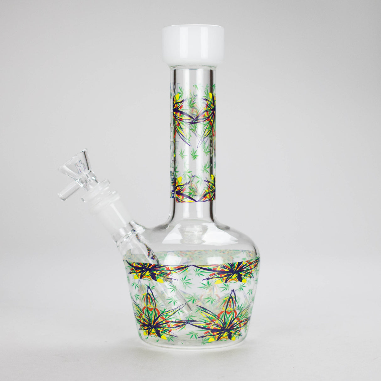 Haze | 9″ Leaves Dome Beaker Glass Bong – White (Mini-O) Glass Bong Canadian Distributor