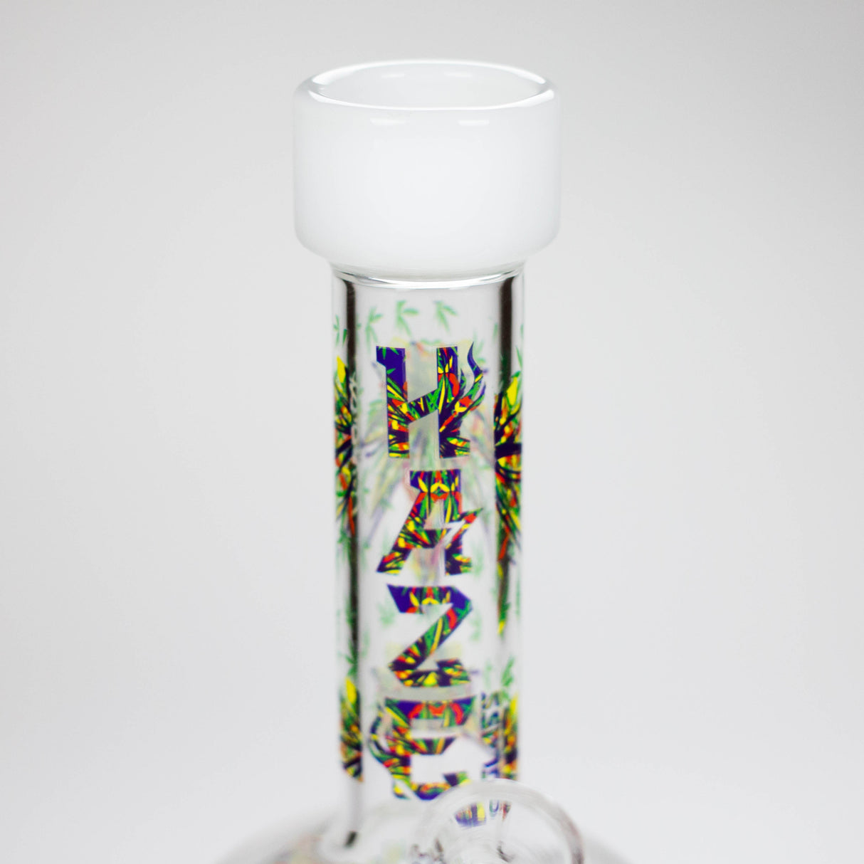Haze | 9″ Leaves Dome Beaker Glass Bong – White (Mini-O) Glass Bong Canadian Distributor