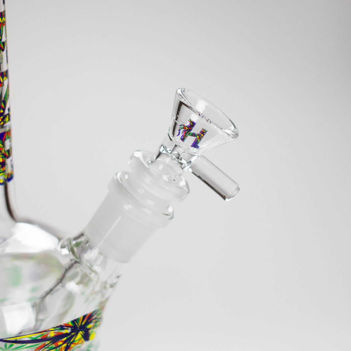 Haze | 9″ Leaves Dome Beaker Glass Bong – White (Mini-O) Glass Bong Canadian Distributor