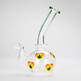 Haze | 9″ Heart Leaf Bubble Base Glass Bong – Teal (Mini-R) Glass Bong Canadian Distributor