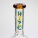 Haze | 9″ Heart Leaf Double Bubble Base Glass Bong with Color Lip – Amber (Mini-U) Glass Bong Canadian Distributor
