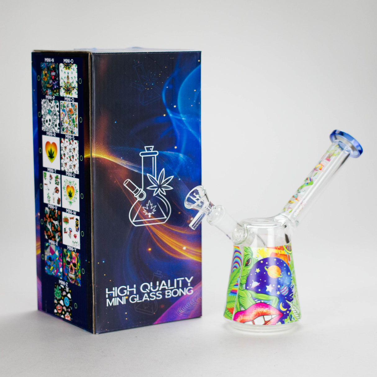 Haze 7″ Aliens Trip Glass Bubbler – Light Blue (Mini-C) Glass Bong Canadian Distributor