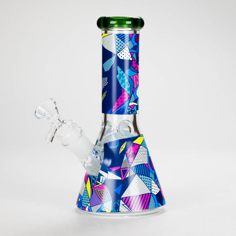 Haze | 8″ Geometric Figure Beaker Glass Bong with Color Lip – Green (Mini-X) Glass Bong Canadian Distributor