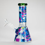 Haze | 8″ Geometric Figure Beaker Glass Bong with Color Lip – Green (Mini-X) Glass Bong Canadian Distributor