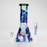 Haze | 8″ Geometric Figure Beaker Glass Bong with Color Lip – Green (Mini-X) Glass Bong Canadian Distributor
