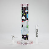 Haze | 9″ Face Emoji Straight Tube Glass Bong with Color End – Pink (Mini-Z) Glass Bong Canadian Distributor
