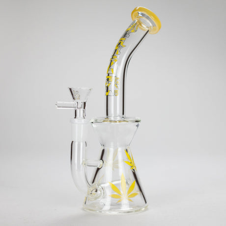 Haze | 8.5″ Weed Leaf Bent Neck Glass Bong – Jade Yellow (Mini-E) Glass Bong Canadian Distributor