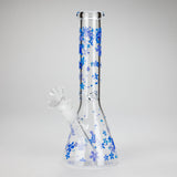 10" Cherry Blossom Glass Beaker Bong – 14mm Bowl Joint Glass Bong 777 Smoke Blue