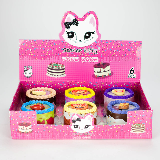 2.5" Cake-Shaped Metal Grinder 4-Layer (Box of 6) Display Pack 777 Smoke