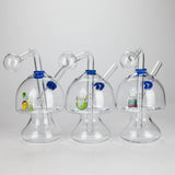 6" Mushroom Mix Sticker Glass Oil Burner Pipe – Unique Borosilicate Dome Design Glass Rig RMG WHOLESALE