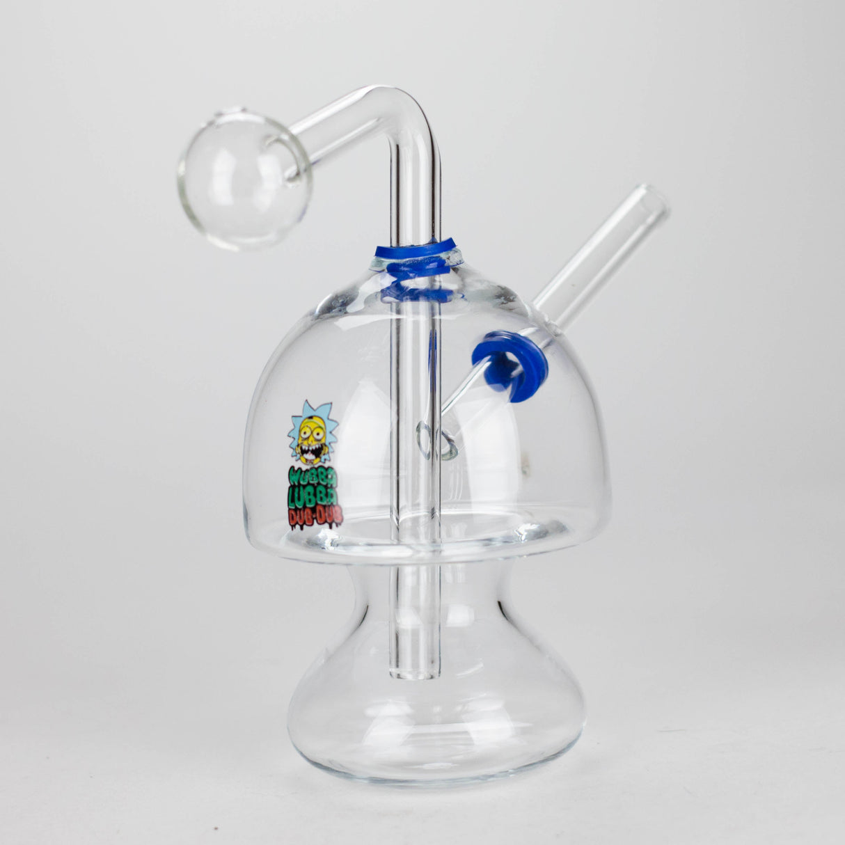 6" Mushroom Mix Sticker Glass Oil Burner Pipe – Unique Borosilicate Dome Design Glass Rig RMG WHOLESALE