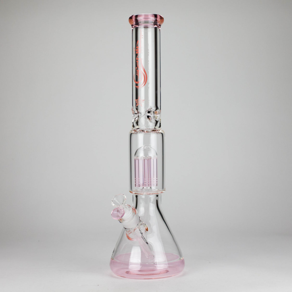 Genie | 17.5" 10-Arm 9mm Colored Bottom Glass Bong [GE4180] Glass Bong ONE Pink