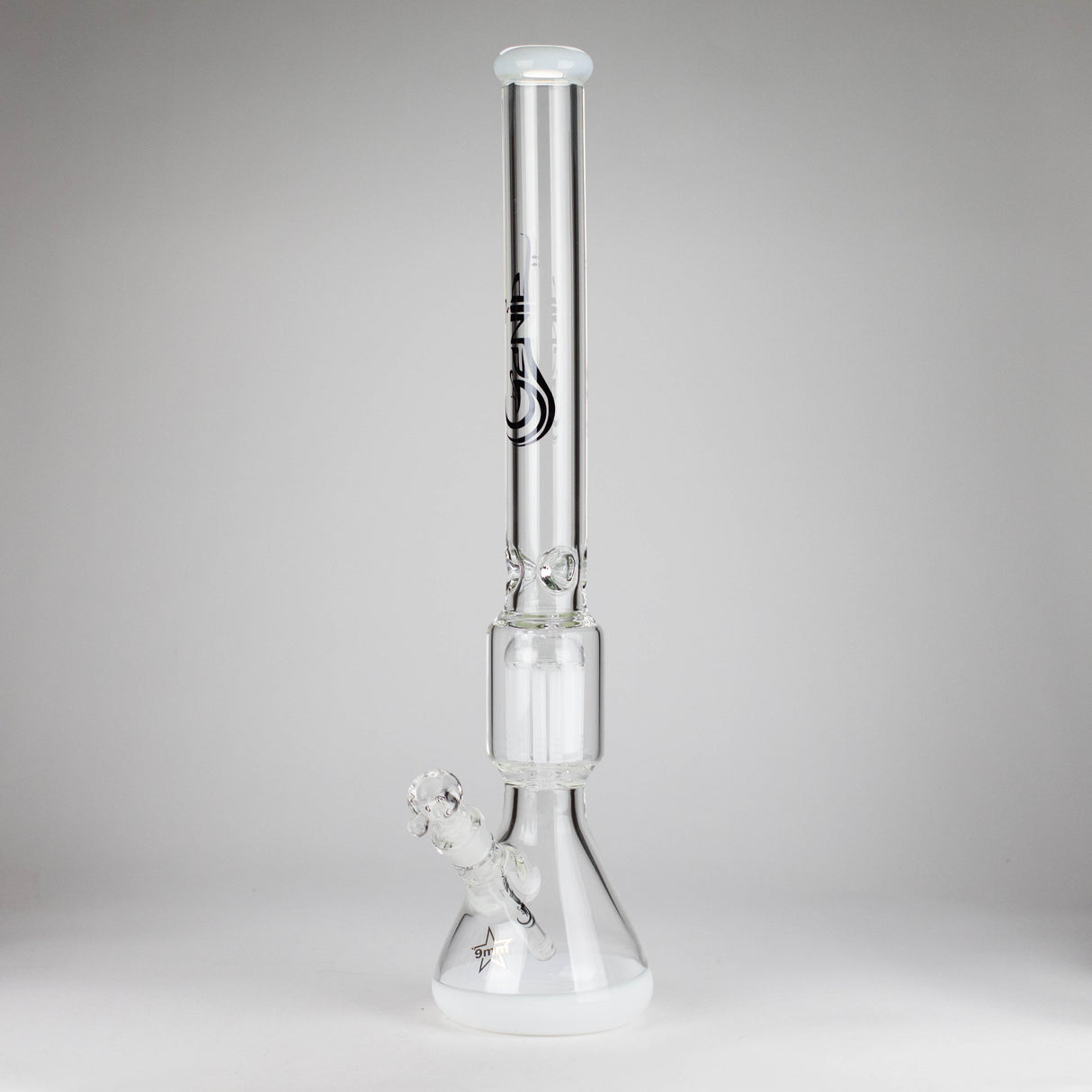 Genie | 24" 12-Arm 9mm Colored Bottom Glass Water Bong [F7-004-1] Glass Bong ONE White