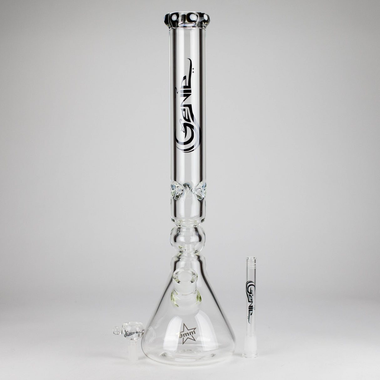 Genie | 19.5" 9mm Curved Shaft Glass Beaker Bong [F7-002-1] Glass Bong ONE
