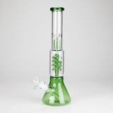 13" Color Accented Glass Water Bong with Coil Percolator & Splash Guard Glass Bong 777 Smoke Green