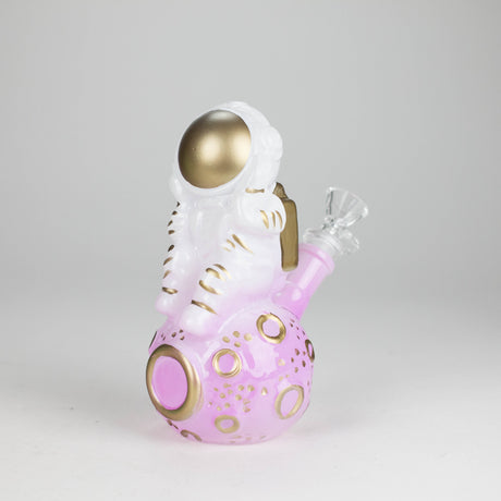 7" 3D Astronaut Glass Bong – Space Inspired Water Pipe Glass Bong 777 Smoke Pink