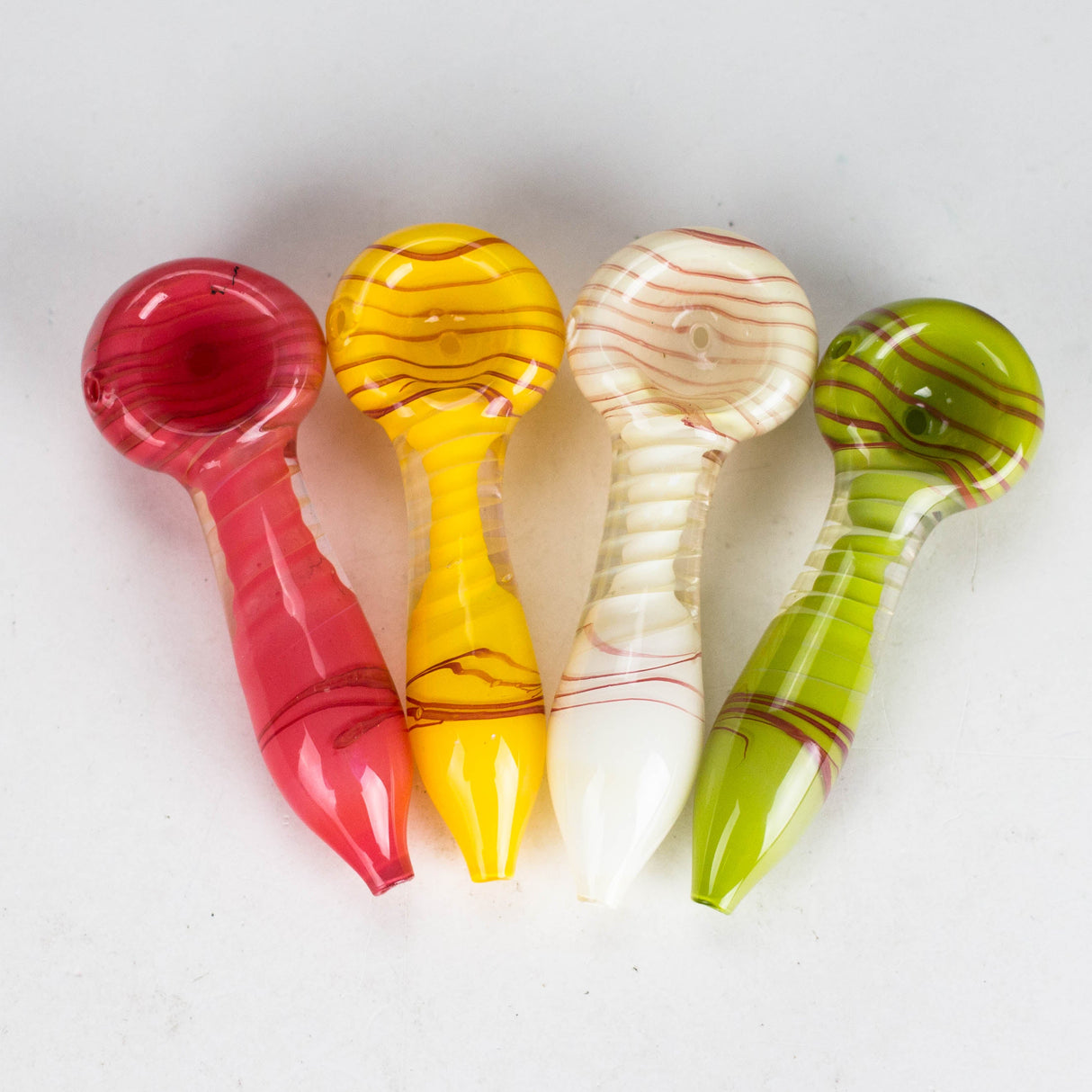 3" Spinal Outside Peanut (Pack of 2pcs) Hand Pipe, Assorted Colors Glass Pipe HALLO GLASS