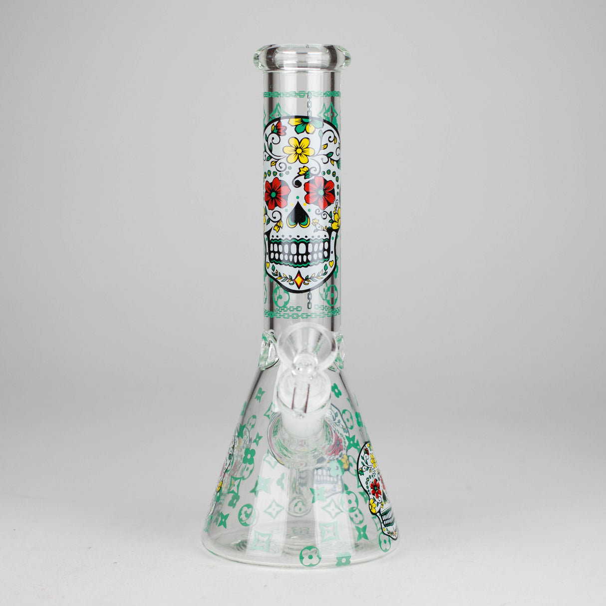 10" Sugar Skull Design Glass Beaker Bong Glass bong 777 Smoke