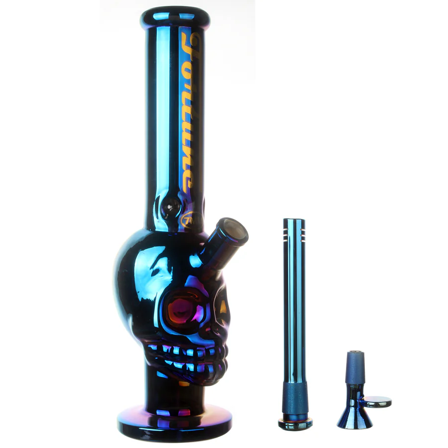 Fortune | 14" 7mm Electroplated Skull Glass Bong Glass Bong Fortune