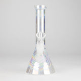 8" Shiny Beaker Bong with Ribbed Base, Color Amber Glossy and Rainbow Glass Bong HALLO GLASS