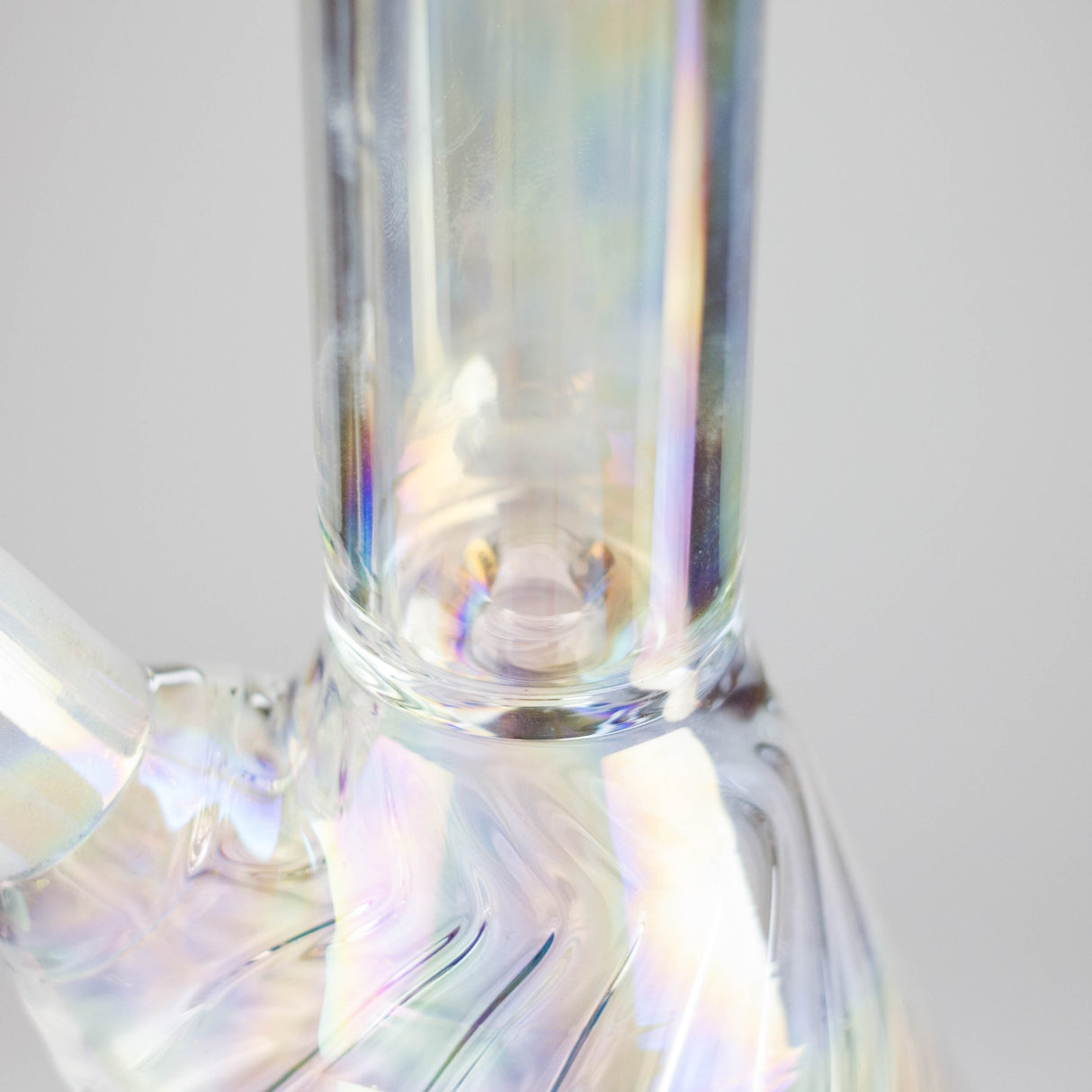 8" Shiny Beaker Bong with Ribbed Base, Color Amber Glossy and Rainbow Glass Bong HALLO GLASS