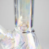 8" Shiny Beaker Bong with Ribbed Base, Color Amber Glossy and Rainbow Glass Bong HALLO GLASS