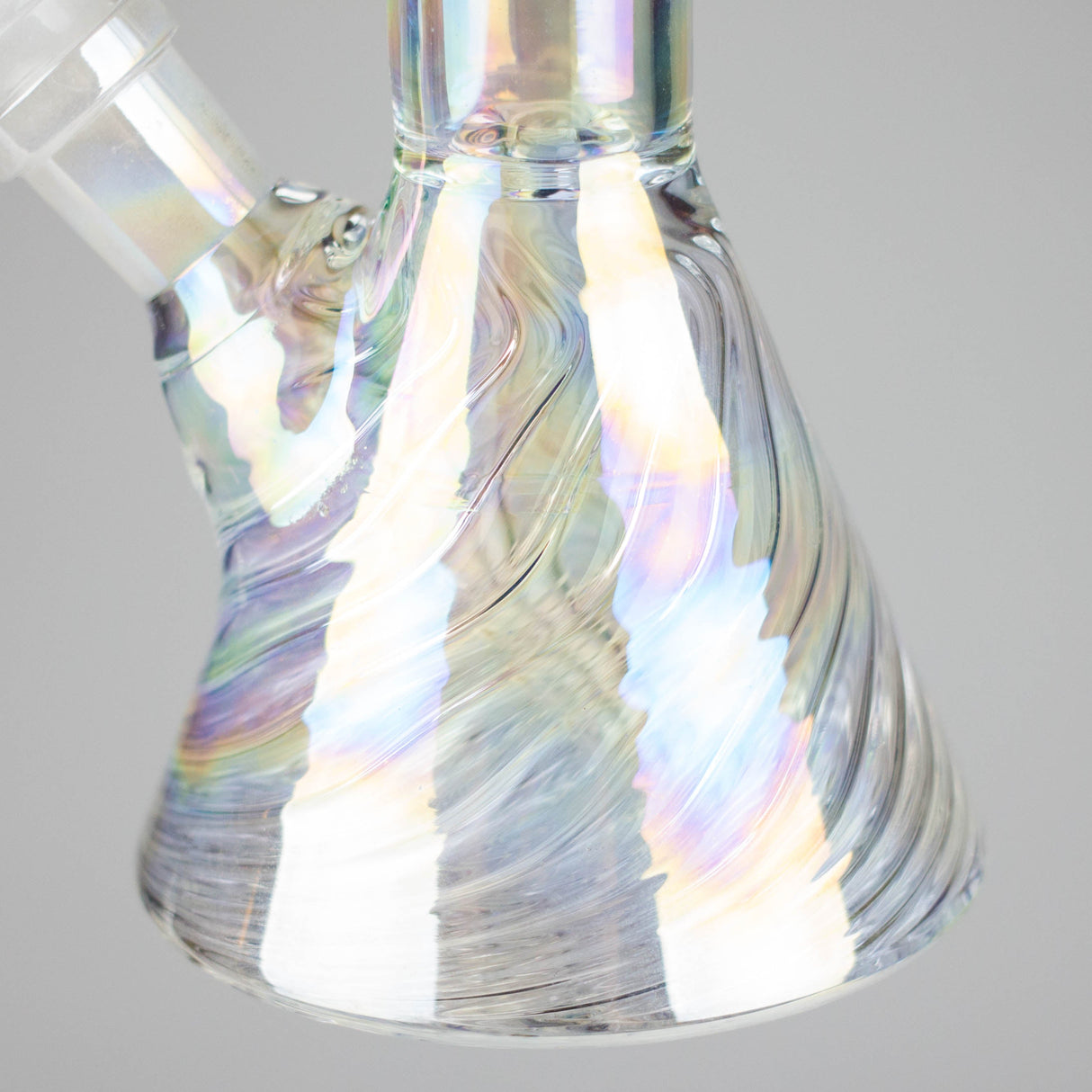 8" Shiny Beaker Bong with Ribbed Base, Color Amber Glossy and Rainbow Glass Bong HALLO GLASS