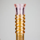 8" Shiny Beaker Bong 6 Rings Mouth Ring with Handle Slide, Color Amber Glossy and Rainbow Glass Bong HALLO GLASS