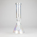 10" Shiny Beaker Ribbed Base Bolt IC with Handle Slide, Color Amber Glossy and Rainbow Glass Bong HALLO GLASS