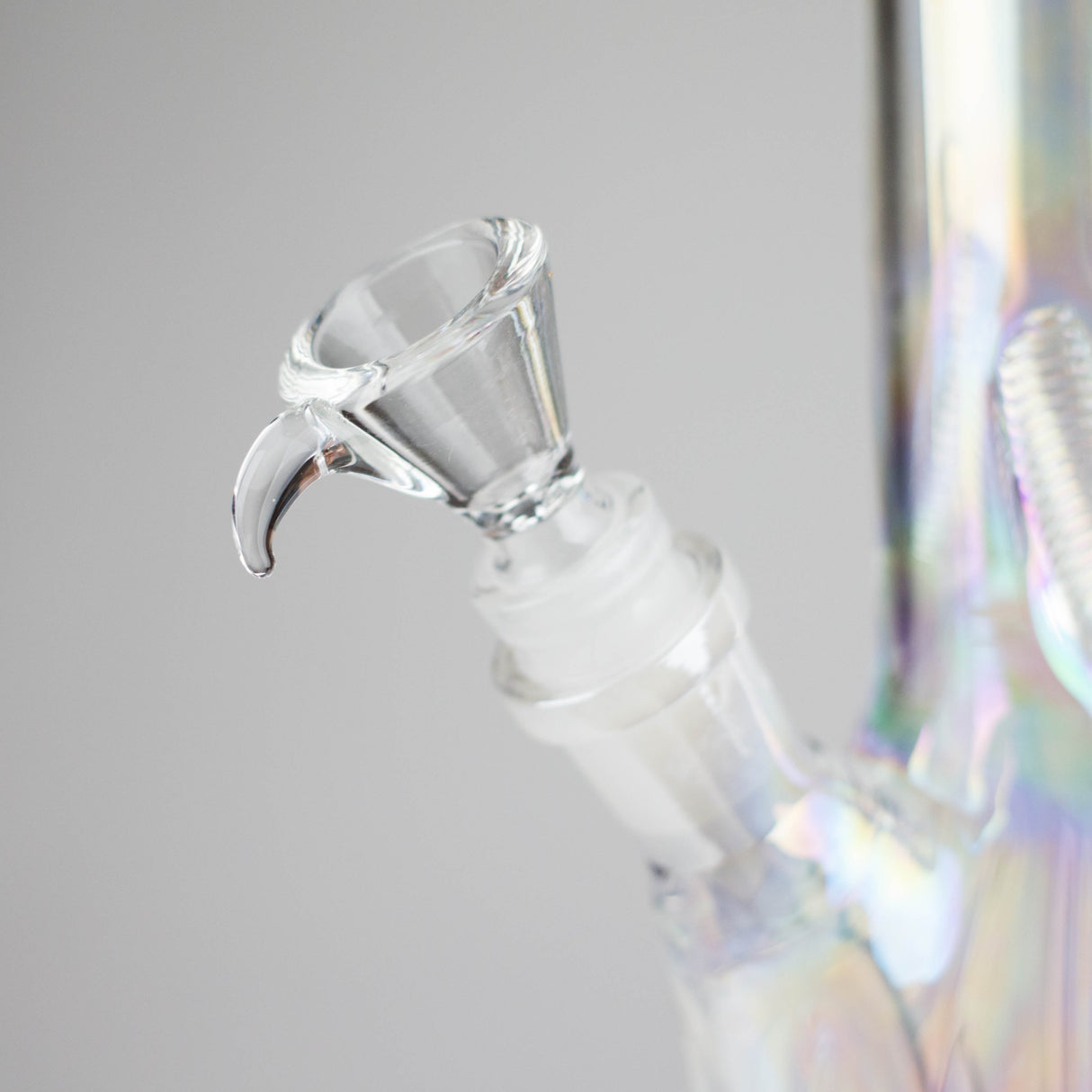 10" Shiny Beaker Ribbed Base Bolt IC with Handle Slide, Color Amber Glossy and Rainbow Glass Bong HALLO GLASS