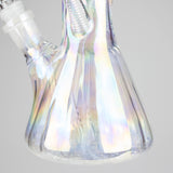 10" Shiny Beaker Ribbed Base Bolt IC with Handle Slide, Color Amber Glossy and Rainbow Glass Bong HALLO GLASS