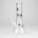 8" Beaker Bong Multi Color, Leaf Sticker Glass Bong HALLO GLASS