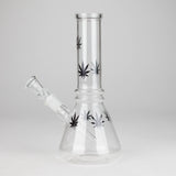 8" Beaker Bong Multi Color, Leaf Sticker Glass Bong HALLO GLASS
