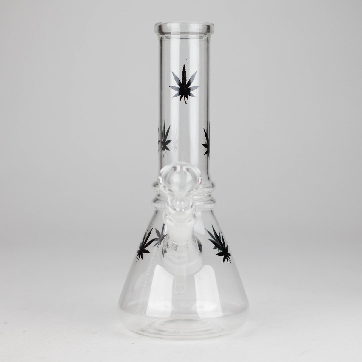 8" Beaker Bong Multi Color, Leaf Sticker Glass Bong HALLO GLASS