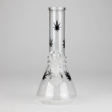 8" Beaker Bong Multi Color, Leaf Sticker Glass Bong HALLO GLASS