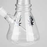 8" Beaker Bong Multi Color, Leaf Sticker Glass Bong HALLO GLASS