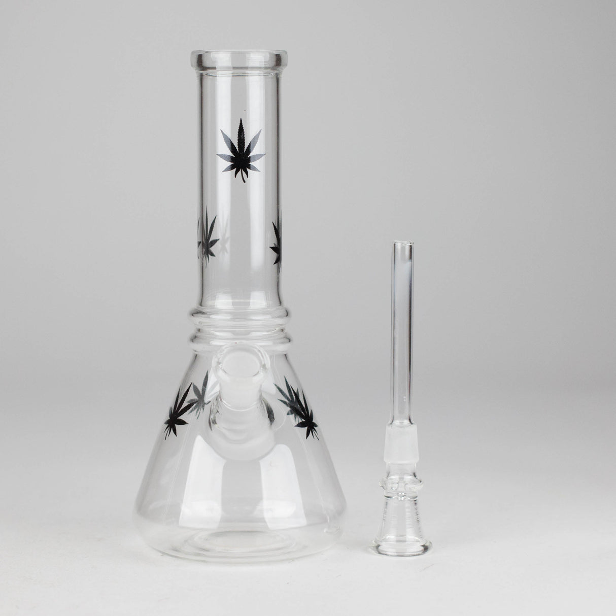 8" Beaker Bong Multi Color, Leaf Sticker Glass Bong HALLO GLASS