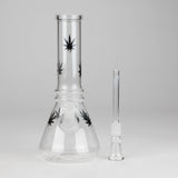 8" Beaker Bong Multi Color, Leaf Sticker Glass Bong HALLO GLASS