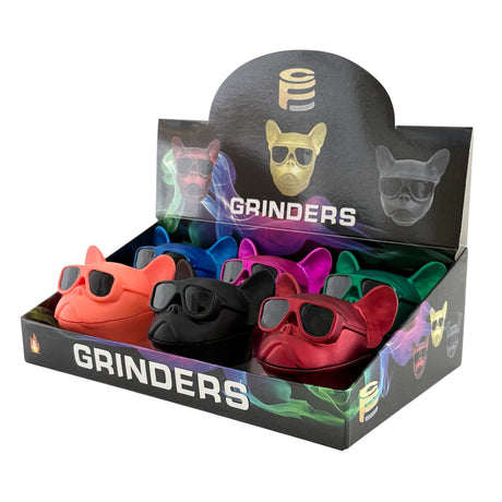 Bulldog Sunglasses Herb Grinders – Assorted Colors-6CT Displaypack Super Supplys Inc
