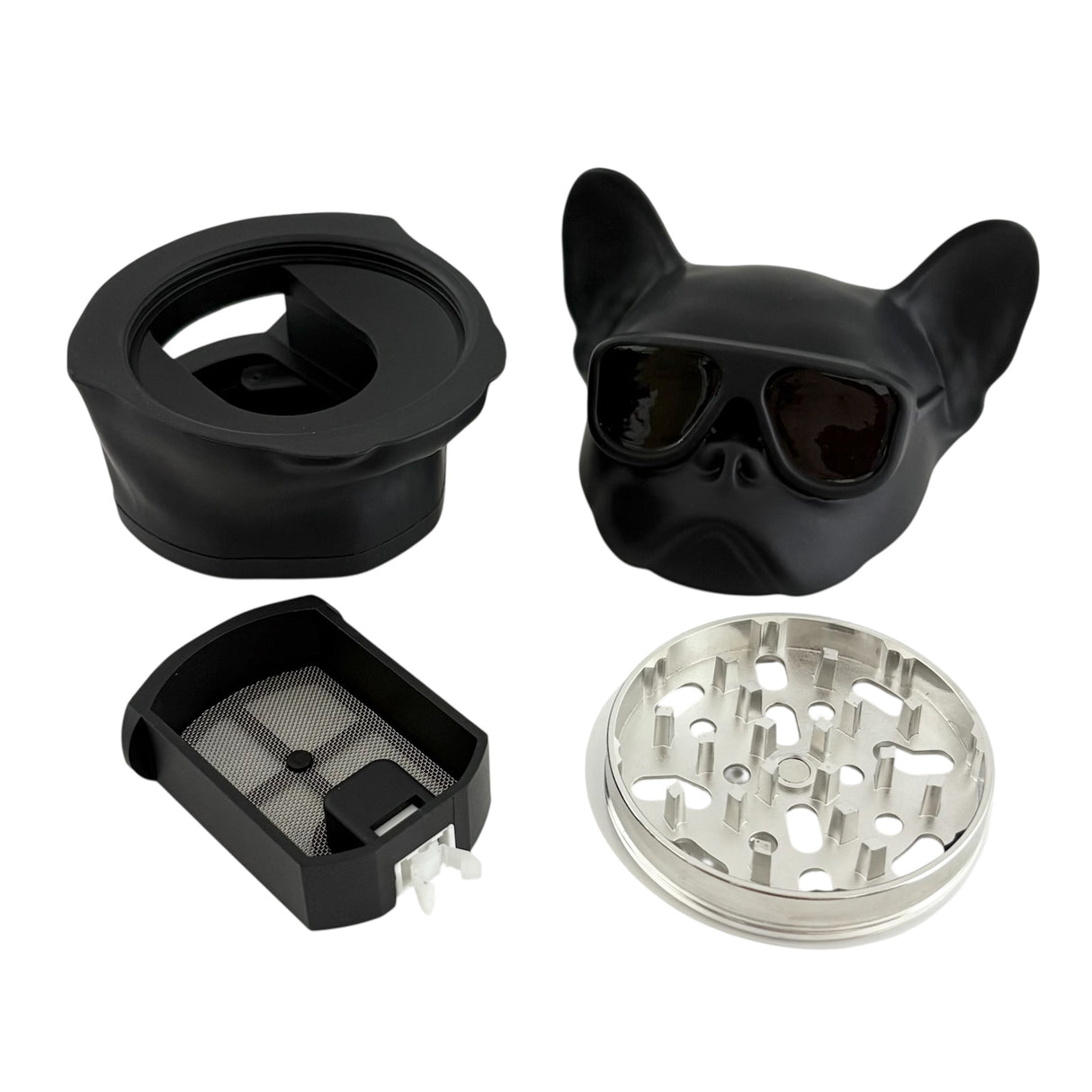 Bulldog Sunglasses Herb Grinders – Assorted Colors-6CT Displaypack Super Supplys Inc