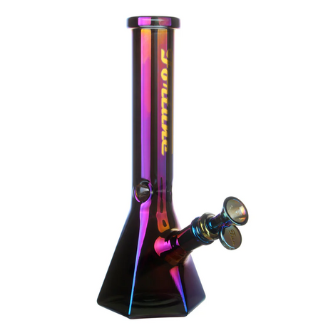 Fortune | Electroplated 10" 5mm Hexagon Glass Beaker Bong - 4 Assorted Colours Glass Bong Fortune Rainbow Chrome