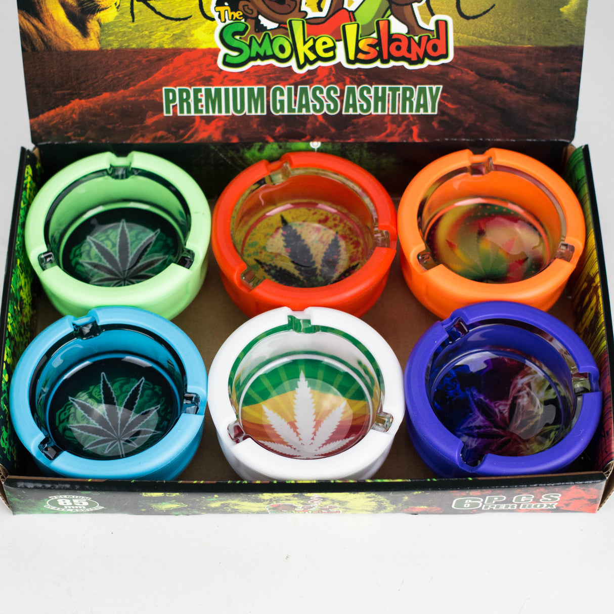 Glow-in-the-Dark Premium Glass Ashtray – Box of 6 Glass Ashtray 777 Smoke