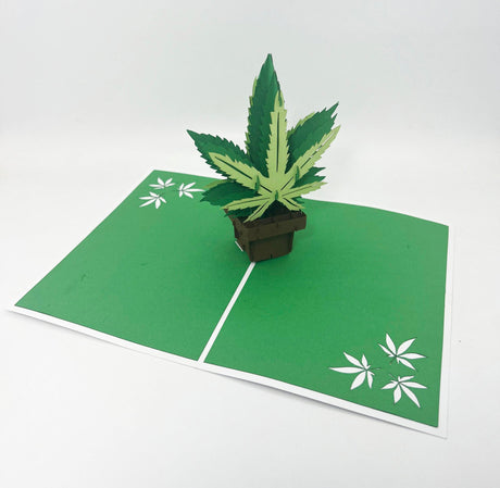 Intricate Greetings | Cannabis Leaf 3D Pop-Up Card – For Any Occasion Holiday · Anniversary Intricate Greetings